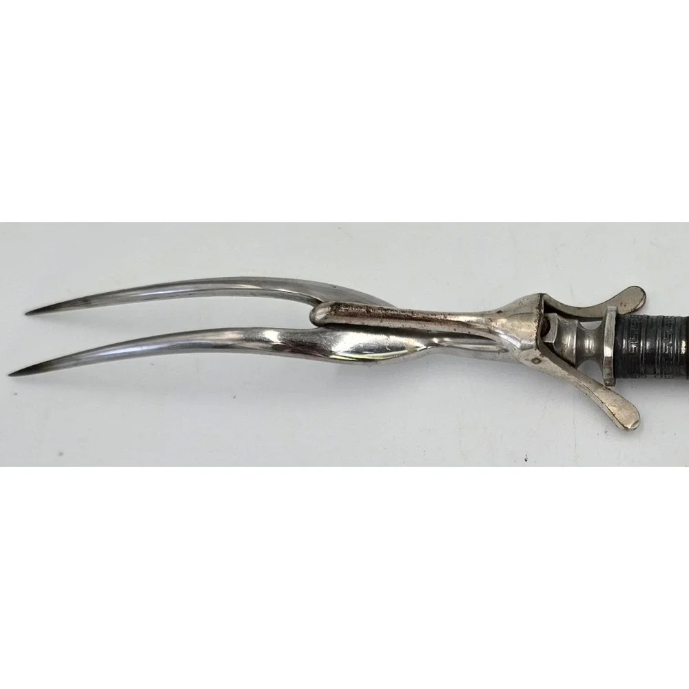 Vtg Landers Frary & Clark Meat Carving Fork Stag Antler Horn Handle Safety Guard
